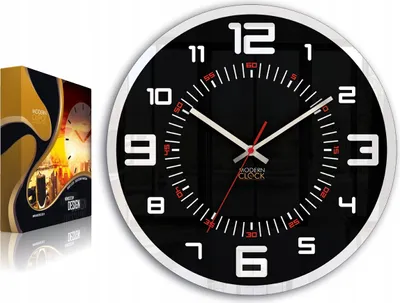 Produktbild von ModernClock, wanduhr groß 30cm wohnzimmer, Stilvoll, Uhr, Orion schwarz 30cm