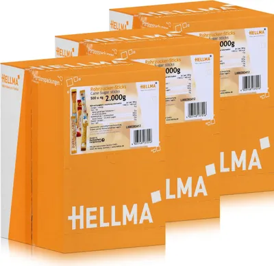 Produktbild von Hellma Rohrzucker-Sticks 2kg - Zucker für die Gastronomie (3er Pack)