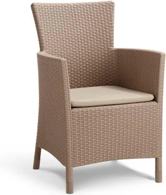 Zdjęcie produktu dla Ergonomiczne krzesło ogrodowe Famanu - 60x62x89 cm - kolor cappuccino, z podłokietnikami