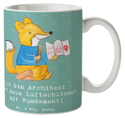 Produktbild von Mr. & Mrs. Panda Teebecher Architekt Luftschlösser - Meeresbrise - Geschenk, Kaffeebecher, handgefertigte Geschenke, Beruf, Becher, Landschaftsgestaltung, haferl, Tasse