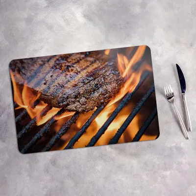 Produktbild von Tischset 4x45x30 cm Platzset Tischmatte Platzmatte Untersetzer - Steak auf dem Grill