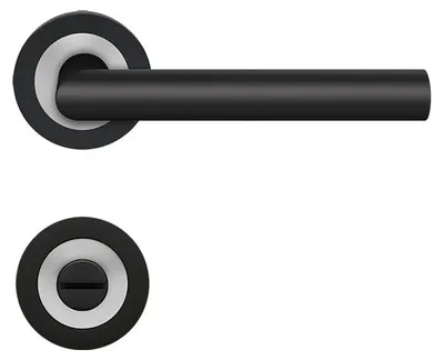 Produktbild von Karcher ER28 Rhodos Türdrücker-Rosetten-Garnitur Bicolor Kosmos Schwarz Edelstahl matt (Lochung: WC) Lochung: WC