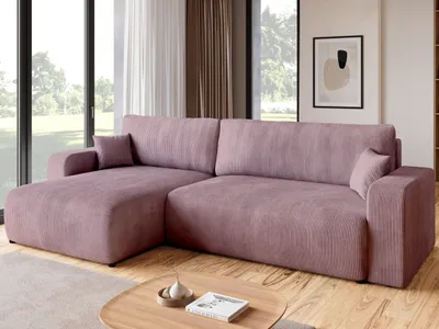 Produktbild von BroMARKT Ecksofa PUMI XL Schlaffunktion Bettkasten L-Form 125x230 cm Rosa