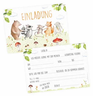 20 Hai-Geburtstagseinladungen Mit Umschlägen – Lustige Party-Einladungskarten Für Kinder