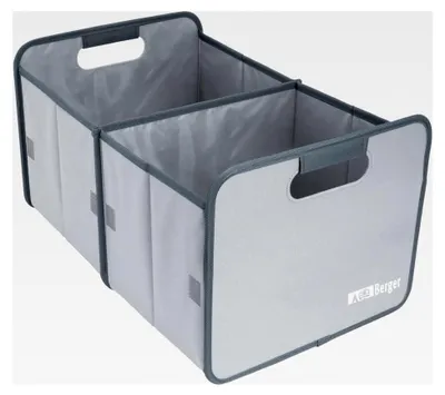 Produktbild von Faltbox grau 30 Liter │ Faltbare Kofferraumtasche, Einkaufskorb, Kofferraum-Organizer, Autotasche, Faltkorb, Falttasche, Kofferraumtasche, faltbare Aufbewahrungstasche mit verstärktem Boden