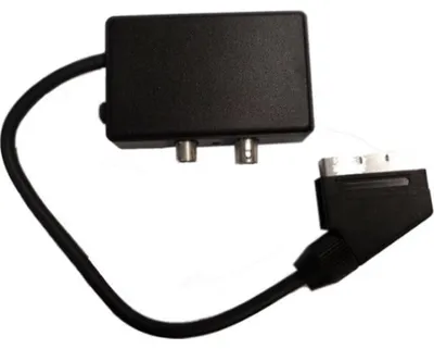 Produktbild von SCART-zu-RF-Modulator mit Koaxialausgang für Audio und Video in Schwarz