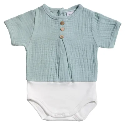 Productafbeelding van BABIDU korte mouwen babyromper, gemaakt van 100% katoen, zachte babyromper voor pasgeborenen