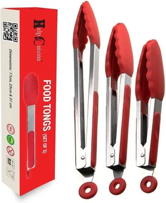 Immagine prodotto di Set di 3 pinze per barbecue Unyqoos® da 17/23/31 cm – acciaio inossidabile e silicone alimentare, resistenti al calore fino a 240 °C, lavabili in lavastoviglie, senza BPA