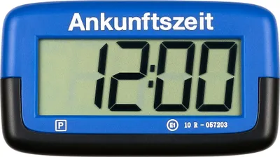 A digital parking disc with the time displayed as 12:00.