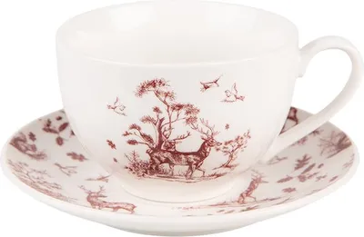 Produktbild von Kaffeetasse mit Untertasse Porzellan 200 ml rotbraun Clayre & Eef PFTKS