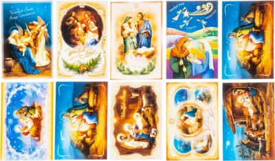 Image de Cartes postales religieuses de Noël avec motifs et vœux de Noël, 10 pièces.