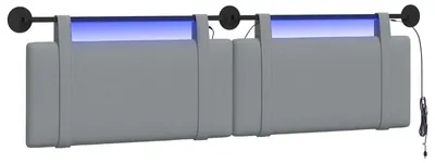 Image de Tête de lit suspendue vidaXL en tissu gris clair