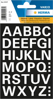 Image de Lettres Herma 15 mm a-z blanc, film résistant aux intempéries