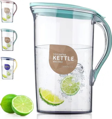 Produktbild von Karaffe, Kühlschranktür Wasserkrug mit 2,1-Liter-Deckel, durchsichtige Fiberglaskaraffe, perfekt für die Zubereitung von Tee, Saft und kalten Getränken, BPA-frei