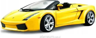 Zdjęcie produktu dla BBURAGO Lamborghini Gallardo Spyder, Model samochodu sportowego, Wstępnie zmontowany, 1:18, Lamborghini Gallardo, Żółty, Model pojazdu lądowego