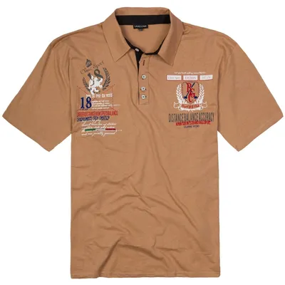 Produktbild von Übergrössen Hippes Polo-Shirt Kurzarm LAVECCHIA Camel-Beige 6XL
