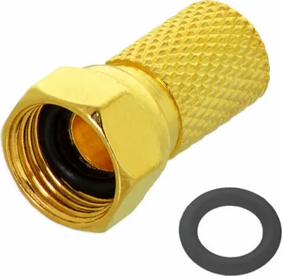 Produktbild von 1x Sat F-Stecker 6,5-7 mm + Dichtungsring vergoldet TV Koaxialkabel Antennenkabel