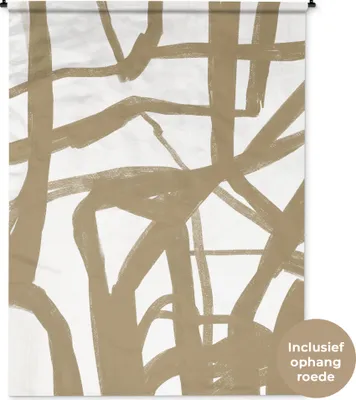 Produktbild von MuchoWow® Wandteppich Wandbehang Weiß - Braun - Kunst 150x200 cm Tapisserie Dekoration Wandtuch - Wandaufhängung - Moderner
