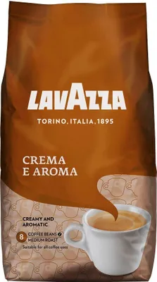 Produktbild von LAVAZZA CREMA E AROMA Kaffeebohnen Arabica- und Robustabohnen kräftig 1,0 kg
