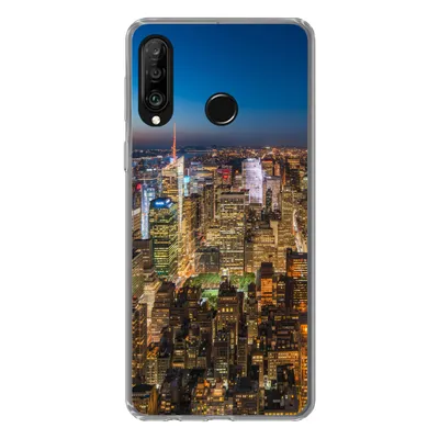 Produktbild von MuchoWow® Handyhülle Schutzhülle Hülle für Huawei P30 Lite New York - Farben - Nacht Silikon Softcase Handy Hülle - Handyhülle