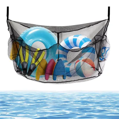 Aufbewahrungsnetz für Schwimmbad, faltbar, 153x30x85 cm, schwarz