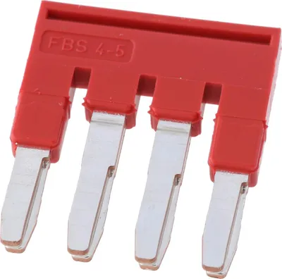 Immagine prodotto di Phoenix Contact, ponticello di collegamento FBS 4-5, corrente nominale 24A, colore rosso, materiale: rame (Cu) - 1 pezzo