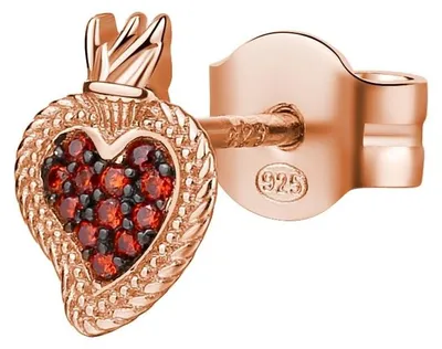 Imagen del producto de Pendientes de plata con forma de corazón y circonitas rojas