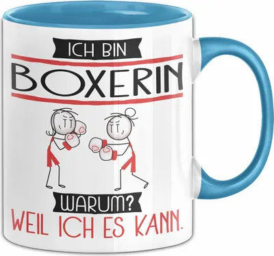 Produktbild von Boxerin Tasse Geschenk Ich Bin Boxerin Warum Weil Ich Es Kann Geschenkidee Geburtstag (Blau)