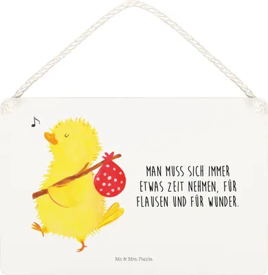 Produktbild von Mr. & Mrs. Panda Schild Küken Wander DIN A5 - Weiß - Geschenk, Ostereier, Ostern, Holzschild, kleine aufmerksamkeit, Türschild, Wandbild Holz, Frohe, holzbild, Zeit