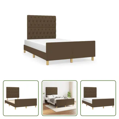 Produktbild von The Living Store Bettgestell mit Kopfteil Dunkelbraun 120x190 cm Stoff