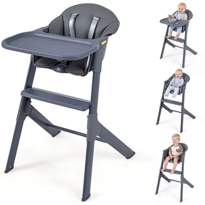 Image de Siège haute pour bébé COSTWAY, chaise haute pour enfant 3 en 1 avec coussin de siège, harnais 5 points, plateau et repose-pieds, chaise haute pour enfant, siège pour bébé pour les enfants de 6 à 36 mois