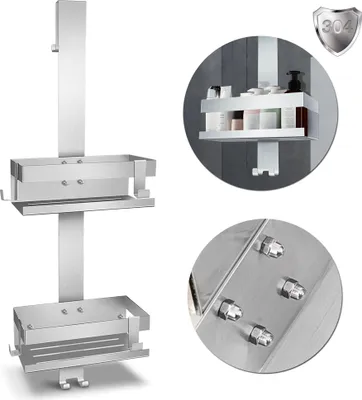 Produktbild von Melko Duschablage zum Hängen Edelstahl 2 Körbe Duschregal ohne Bohren Duschorganizer