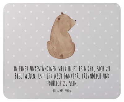 Produktbild von Mr. & Mrs. Panda Mauspad Bär Schulterblick - Grau Pastell - Geschenk, Motivation, pc mousepad, Bärenliebe, Teddy, Weisheit, mousematte, Bären, Mouse Pad, Selbstachtung