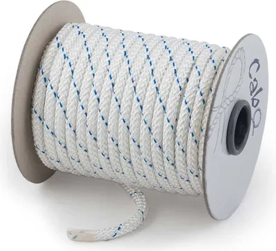 Produktbild von Festmacher-Leine, 20m Länge, aus Polyester, mit 6mm Durchmesser, blau grün weiß Farbe: Weiß