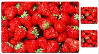 Produktbild von 3 D Platzset Erdbeeren, 6-teilig, 2x Tischset + 4x Untersetzer, Erdbeere, Früchte Obst