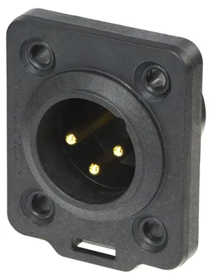Obrázok produktu pre Neutrik XLR 3P Chassis samec TOP zlaté kontakty - čierne puzdro