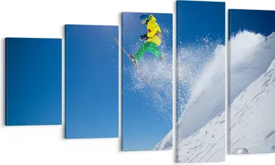 Produktbild von Bild auf Leinwand - Leinwandbild - Ski Winter Schnee Berg - 100x60cm - Wand Bild - Wanddeko - Leinwanddruck - Bilder - Kunstdruck - Wanddekoration - Leinwand bilder - Wandkunst - EG100x60-2856