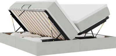 Obrázek produktu pro Postel s úložným prostorem a matrací Světle šedá 200 x 200 cm