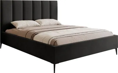 Obrázok produktu pre Selsey Masego - Čalúnená posteľ 180x200 cm, s podnožou, velúrovým poťahom a kovovými nožičkami, tmavosivá