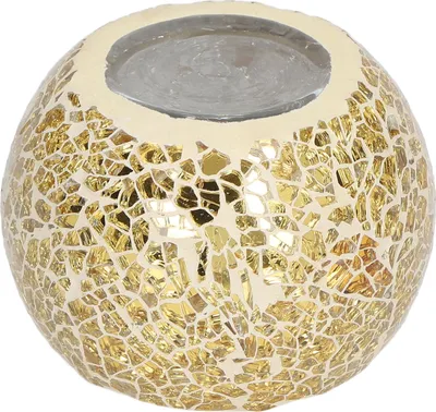 Produktbild von Votivkerzenhalter aus Glas im europäischen Stil, goldener Mosaikhalter für Zuhause, Partys, Jubiläen, Dekoration