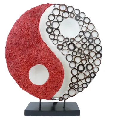 Immagine prodotto di Lampada da tavolo Ying Yang rossa 30 cm Capiz Bambù Artigianato