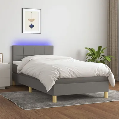 Produktbild von The Living Store Boxspringbett mit Matratze & LED Dunkelgrau 80x200 cm Stoff