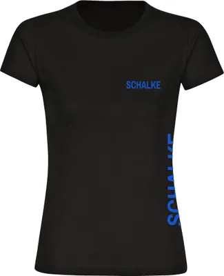 Produktbild von multifanshop Damen T-Shirt - Schalke - Brust & Seite, schwarz, Größe XXL