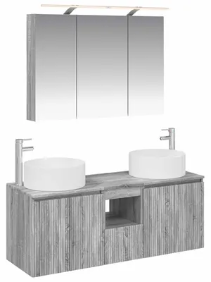 Immagine prodotto di Set di mobili da bagno vidaXL, 4 pezzi, grigio Sonoma, 100 x 14,5 x 70 cm
