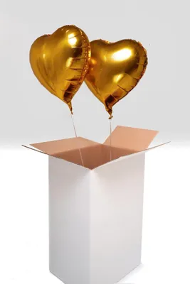 Produktbild von 2 Stück Goldene Herzform Metallische Folienballons, mit Helium gefüllt