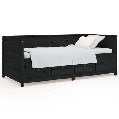 Produktbild von Tagesbett Schwarz 90x190 cm Massivholz Kiefer