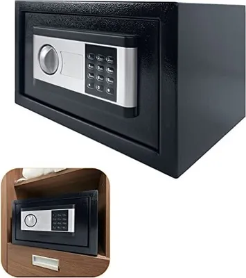 Produktbild von NAIZY Tresor Safe Doppelstahlbolzen Möbeltresor, elektronischem Zahlenschloss, Tresor für zuhause mit 2 Notfall Tasten(31×20×20CM 12L Schwarz)