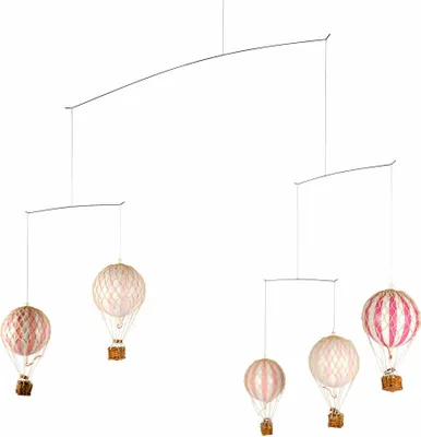 Image de Authentic Models Mobile Flying the Skies Pink, décoration à suspendre, ballon, rotin / papier / plastique, AP137