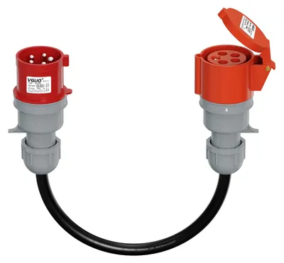 Image de Câble d'adaptation CEE pour chargeur de véhicule électrique - 5 pôles - Connecteur 32A vers prise 16A - 22 kW vers 11 kW - 380–480 V - IP44
