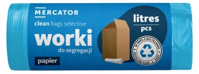 Zdjęcie produktu dla Worki na śmieci Mercator niebieski 120 l 10 szt. segregowania papieru niebieskie